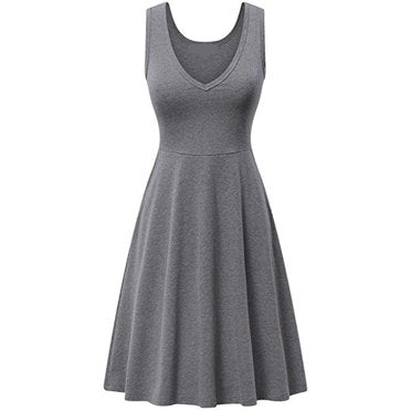 Sleeveless V-Neck Flare Dress